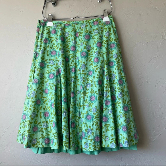 Garnet Hill Green Pleated Midi Skirt Resort Wear - Picture 5 of 6